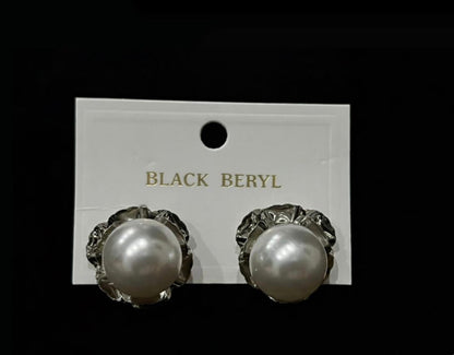 Ruffled Pearl Studs